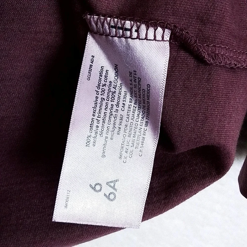 OshKosh Long‎ Sleeve Cotton Henley Tee Boys Size 6 in Burgundy